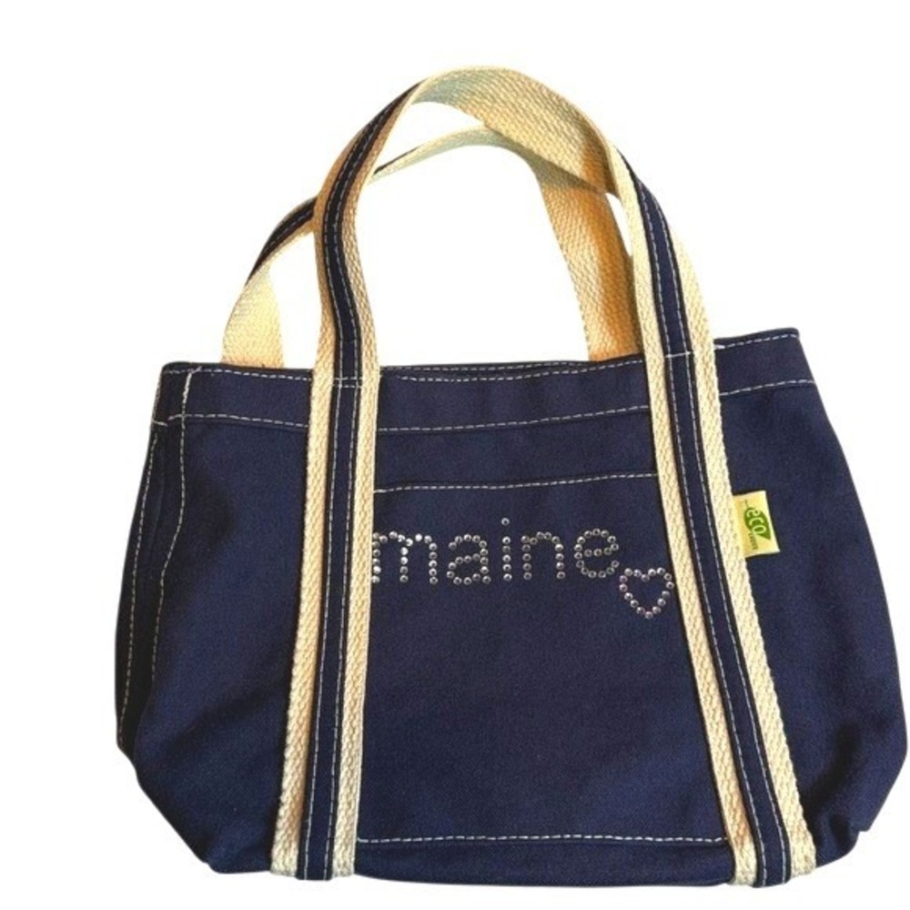 Gemline Eco Choice "Maine" Rhinestone Organic Cotton Blue Canvas Mini‎ Tote Bag